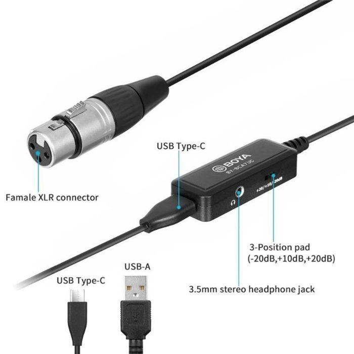 Actual product image Boya BY-BCA7 Lightning Microphone Cable (6 m, Lightning)