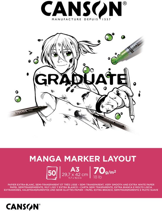 Image du produit Canson Bloc d'étude GRADUATE Manga Marker Layout, DIN A3 (A3, Blanc, Non contraignant)