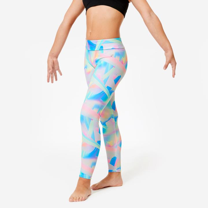 Domyos Gymnastikhose Mädchen hohe Taille - weiss