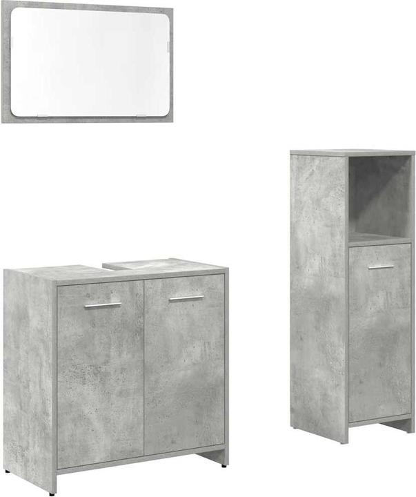 VidaXL Set di mobili da bagno a 3 pezzi grigio cemento Set di mobili da bagno a base di legno