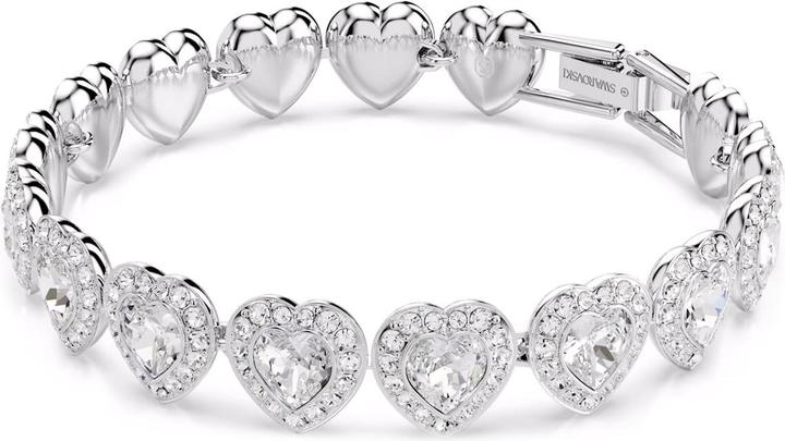 Actual product image Swarovski x Ariana Grande Tennis Armband Verschiedene Schliffe Herz Weiss Rhodiniert (22 cm, Swarovski Metal)