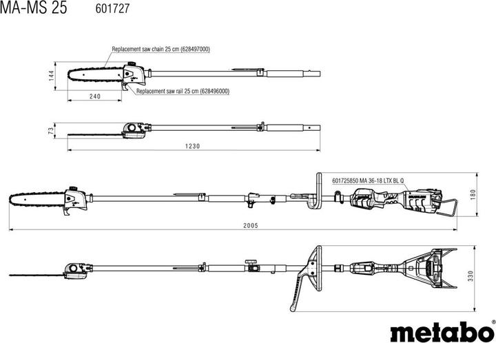 Actual product image Metabo MA-MS 25 (Battery chain saw)