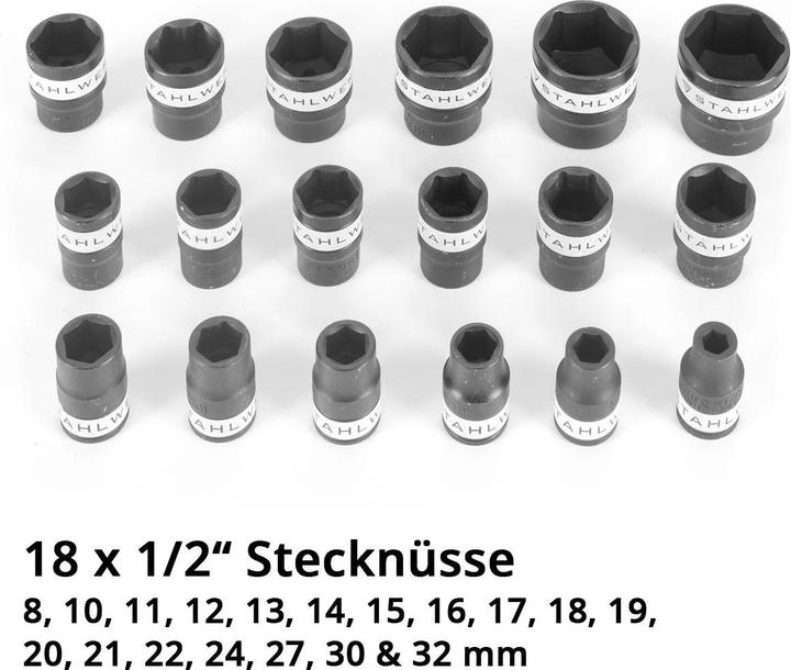 Produktbild Stahlwerk Steckschlüssel-Satz 24-teiliger Knarrenkasten mit 1/2" Umschaltknarre