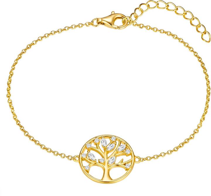 Image du produit Rafaela Donata Femmes Arbre de vie en argent sterling zirconium or jaune 17,0 cm de longueur de base + 3,0 cm (17 cm, Argent Sterling)
