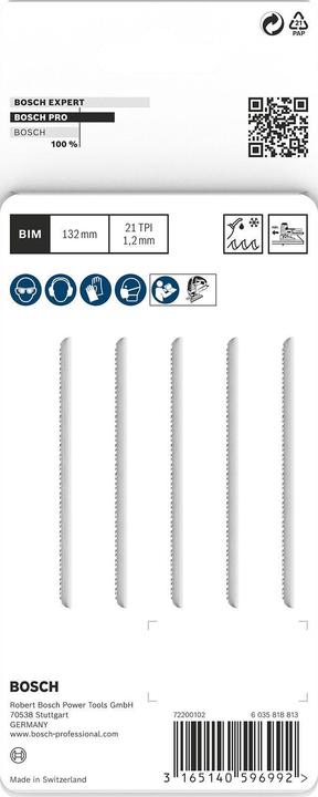 Actual product image Bosch Professional Zubehör PRO Metal Pipes and Profiles T321AF Jigsaw blade, 132 mm, 5 pcs.