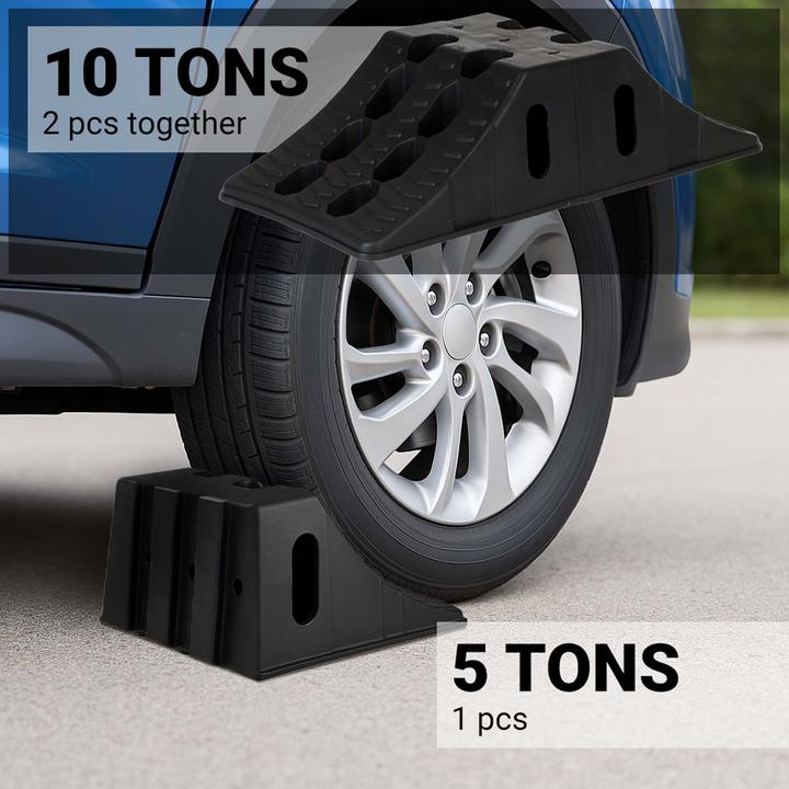 Image du produit Wiltec Jeu 2 cales roue – 10t 45x21x12cm Design emboîtable PP Camping-car