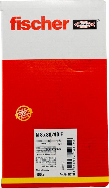 Image du produit Fischer Tampon à clouer à tête plate KS Z acier N-F (100 pcs)
