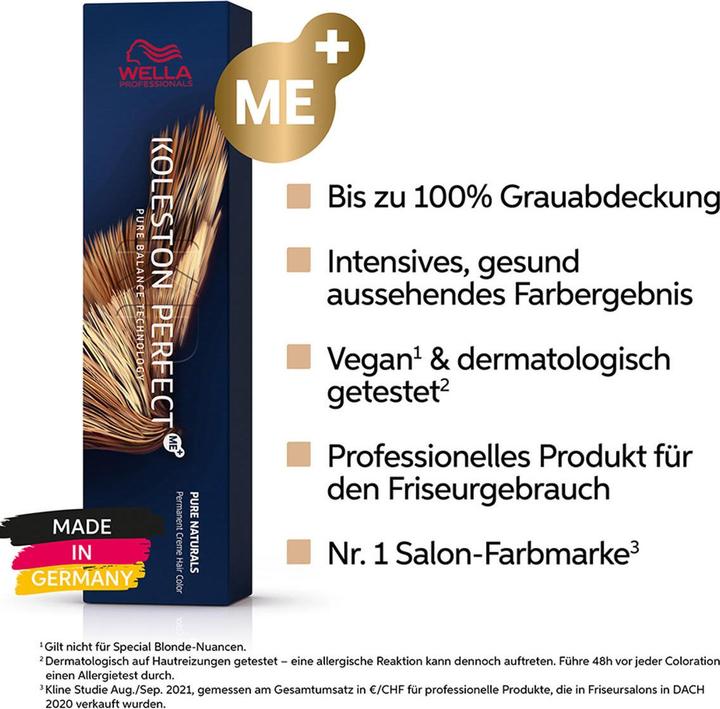 Nutritional values and ingredients Wella Koleston Pure Naturals 44/02 medium brown intensive natural matt 60 (44, 02 Medium brown intensive natural matt)