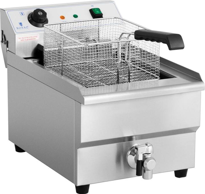 Produktbild Royal Catering Fritteuse Elektro Fritteuse Edelstahl Gastronomie Ablasshahn Kaltzone 6000 W 16L