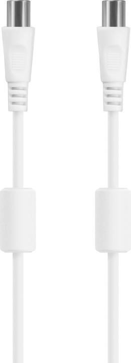 Actual product image Deltaco Antenna cable, 75 Ohm nickel-plated connectors, 3m, white
