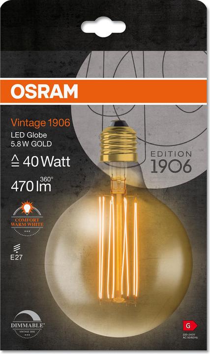 Immagine prodotto Osram Annata 1906 (E27, 5.80 W, 470 lm, 1 x, G)