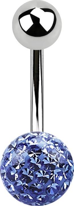 Star Piercing Banane silber mit Kugel und Kristall Kugel hellblau Epoxy Schutzschicht (ohne Messing, Chirurgenstahl 316L)