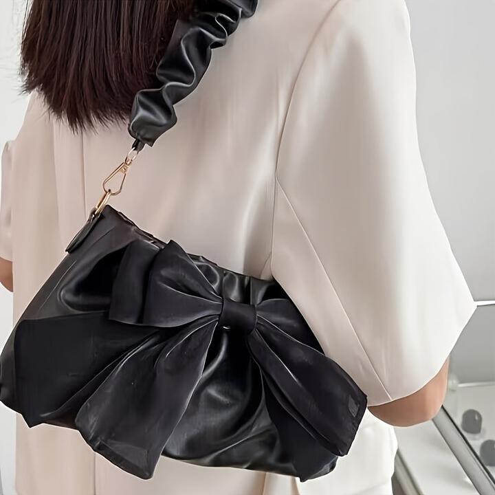 Immagine prodotto Only-Bags.Store Chic bow shoulder bags, monochrome bags with magnetic closure and polyester lining