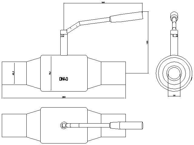 Actual product image Danfoss ball valve JIP-WW PN40 for welding DN40 - 065N0120