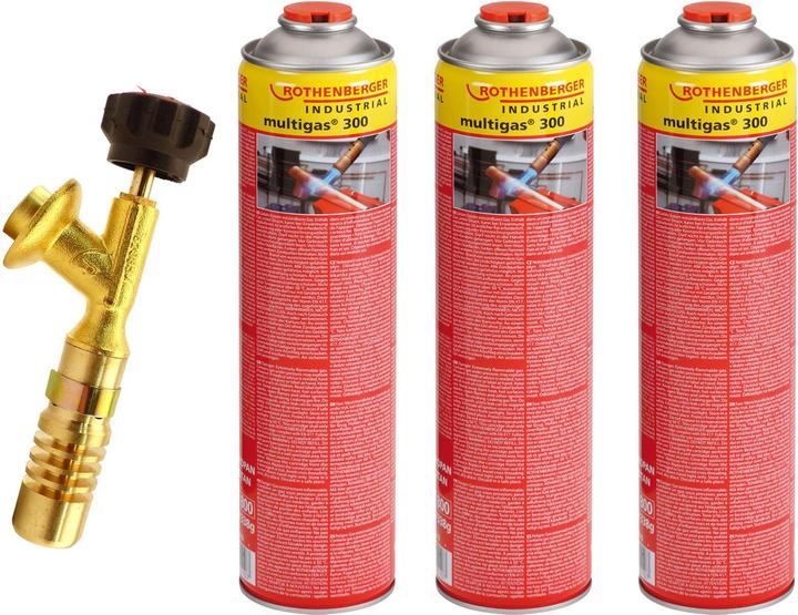 Produktbild Rothenberger Industrial Hot Pack Brenner inkl. 3x Industrial Multigas 300 600 ml