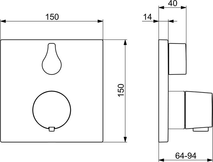 Produktbild Hansa Thermostat Fertigmontageset Wanne/Brause, für Bluebox-Grundkörper schwarz matt