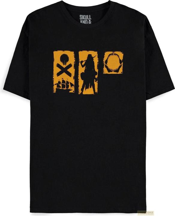 Difuzed Skull and Bones T-Shirt Pirate Icons (L) (L)
