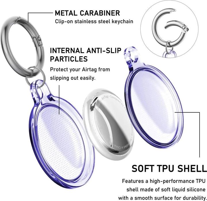 Actual product image Screenguard Apple Airtag 360 degree case with key ring