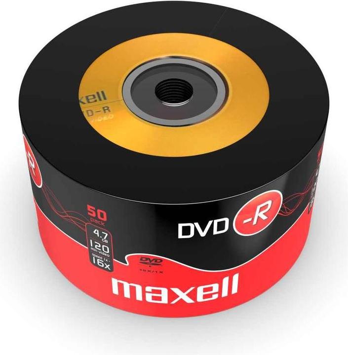 Produktbild Maxell DVD-R 4 7GB 50 szt w opakowaniu SHRINK. Prędkość zapisu 16X 120 min. Przeznaczenie nagrywa (50 x)