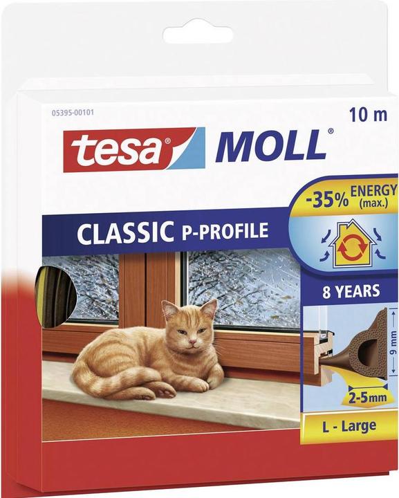 tesa tesamoll CLASSIC P-Profil Fensterdichtung, Gummidichtung zum Isolieren