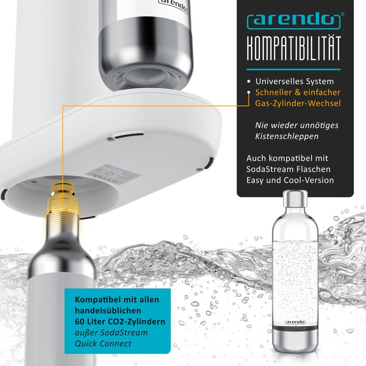Actual product image Arendo Wassersprudler Soda Streamer + 3x 1000ml Flasche, Soda Maker mit Wasserflaschen für 60l CO2 Zylinder