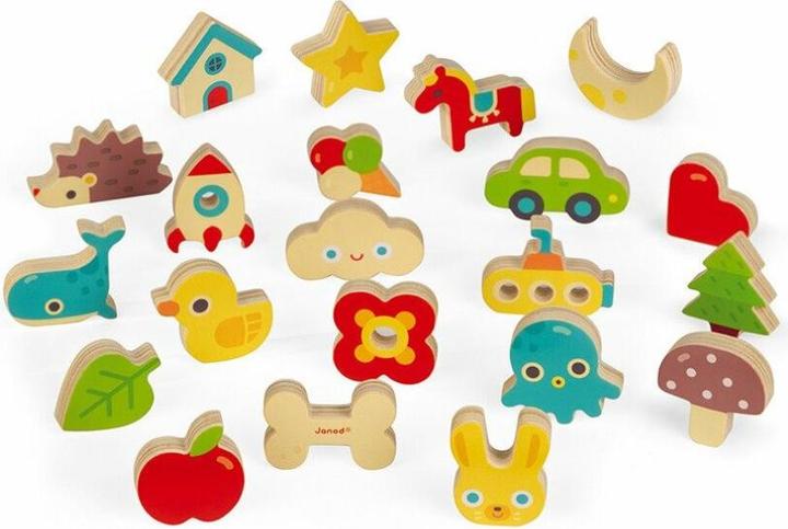 Produktbild Janod J05318 Memory-Tastspiel, lehrreiches Familienspiel, für Kinder ab 3 Jahren (Italienisch, Englisch, Spanisch, Deutsch, Niederländisch, Französisch)