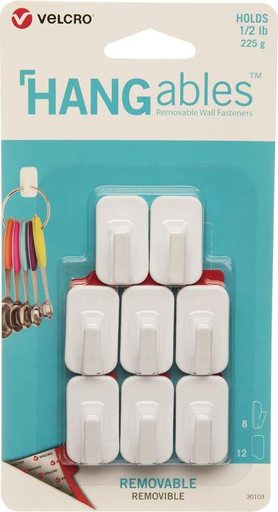 Image du produit Velcro brand VELCRO® Micro-crochets adhésifs VELCRO® 225g, 8 pcs. repositionnables blanc blanc Contenu :