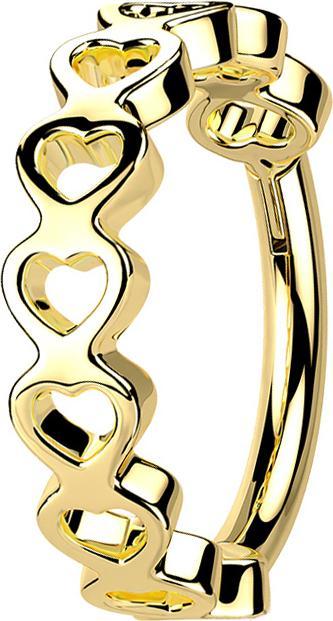 Immagine prodotto Star Piercing Anello a micro segmenti con cuori incernierati placcati in oro (Acciaio chirurgico 316L)