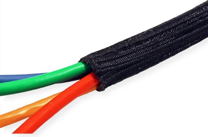 Actual product image Roline PVC braided sleeving for cable bundling, self-closing, black, 2.5 m (Cable hole, 250 cm)