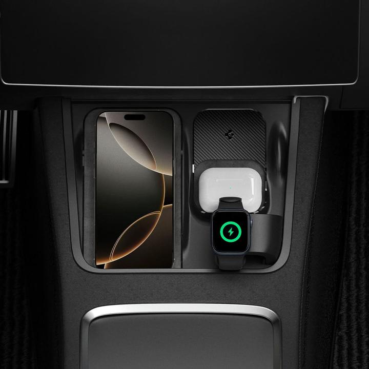 Productafbeelding Spigen Tesla 3 in 1 Wireless Charging Hub Mount black - Tesla Model Y/3