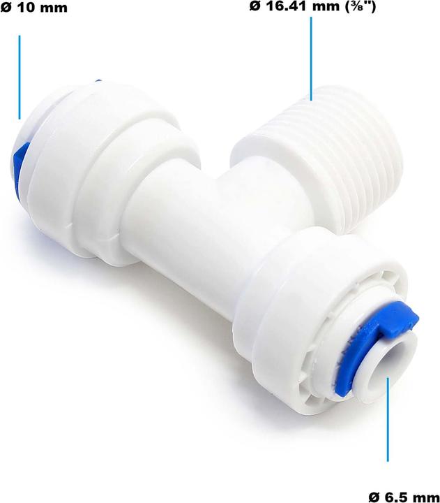 Produktbild Naturewater Jaco T-Fitting Osmoseanlage 16,41mm AG 3/8" Osmoseschlauch Adapter (6.35 mm)