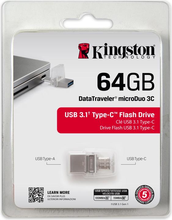 Immagine prodotto Kingston DataTraveler microDuo 3C (64 GB, USB-A, USB-C)