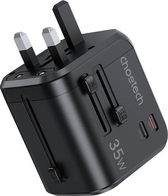Productafbeelding Choetech Reiswandlader PD5008, 3xUSB-A, 1xUSB-C, GaN, 30W (zwart) (30 W)