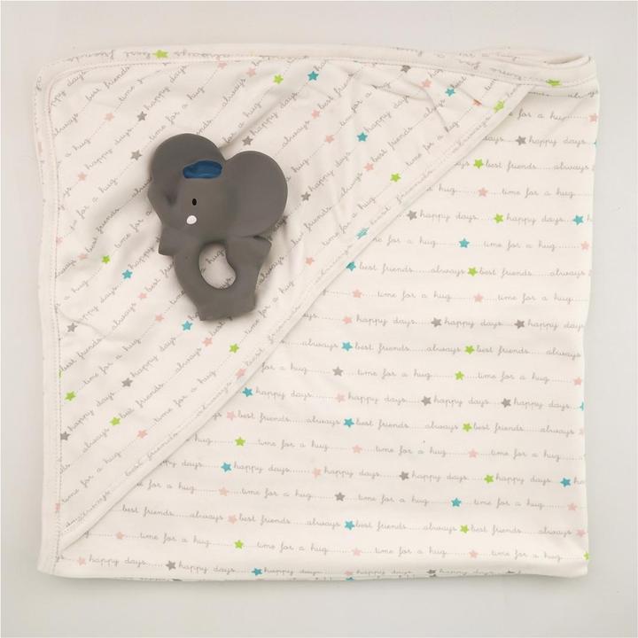 Actual product image Tikiri Alvin gift set with cloth & teething ring