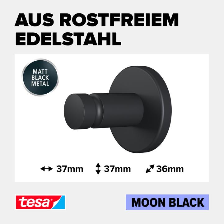 Image du produit tesa Crochet pour serviette MOON BLACK avec solution adhésive sans perçage