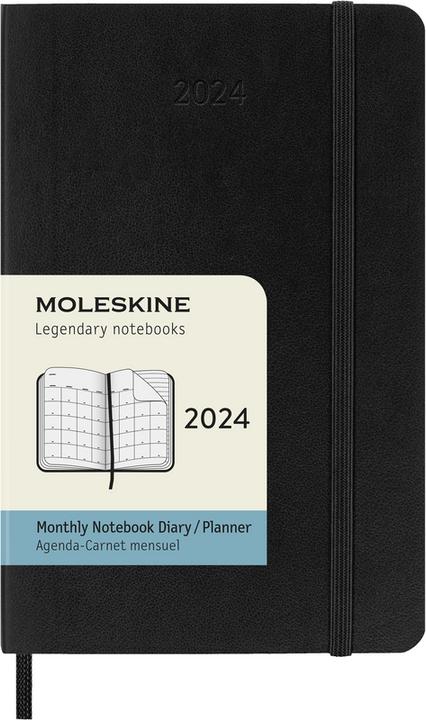 Produktbild Moleskine 12 Monate Monats Notizkalender 2024, Pocket/A6, Schwarz (A6, Englisch)