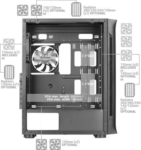 Actual product image Mars Gaming Boitier Grand Tour E-Atx Mc-Neo RGB Avec Panneau Vitré (Noir) (ATX, mATX, Mini-ITX)