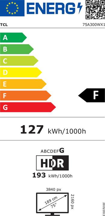 Energie-Label TCL 75A300W (75", QLED, 4K, 2024)