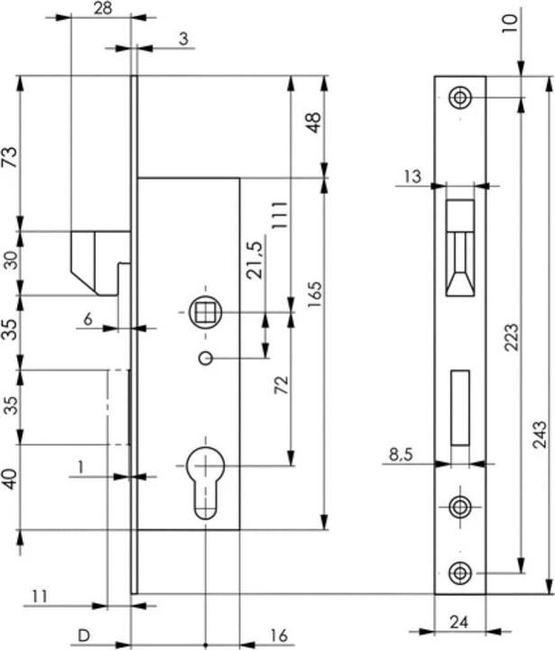 Produktbild Amf Rohrrahmen-Schiebetorschloss 8331 PZW Dornmass 40 mm (Profildoppelzylinder)