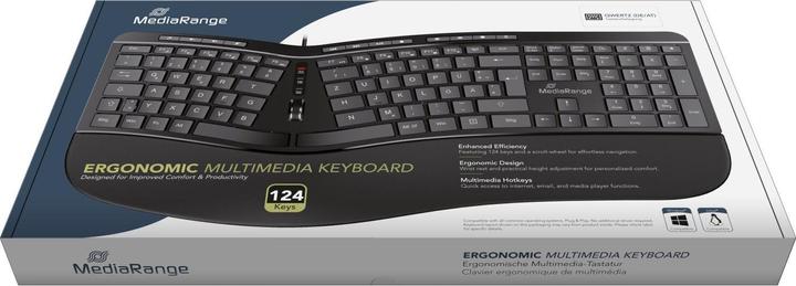 Produktbild MediaRange ergon. Multimedia - 124 Ta. Scr-Rad schw. (DE, Kabelgebunden)