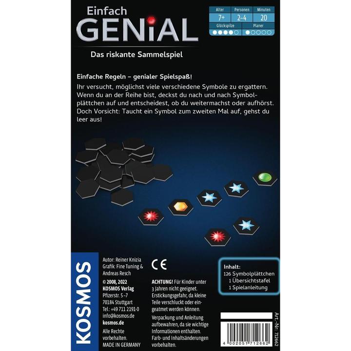 Actual product image Kosmos Puzzler Simply Ingenious: Takeaway Game (German)