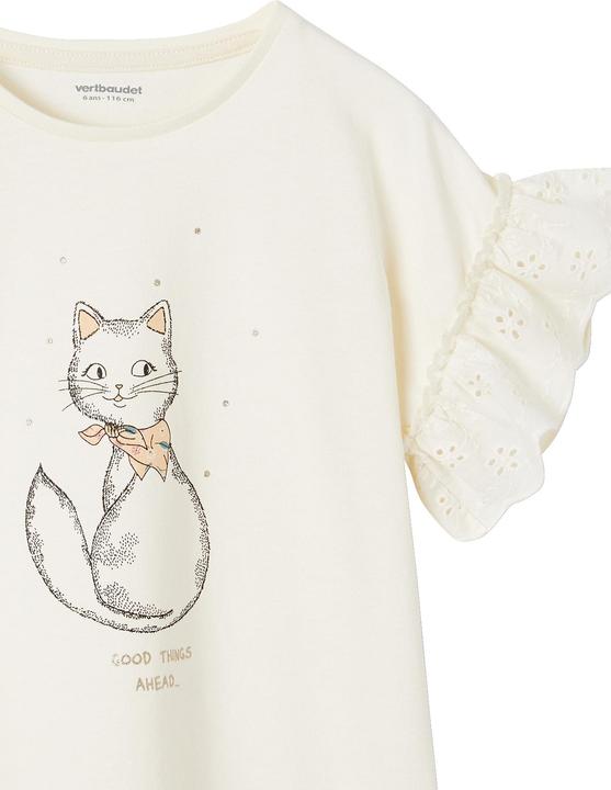 Immagine prodotto Vertbaudet T-shirt da bambina con maniche a balze, cotone organico (128)