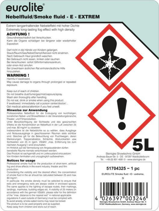 Energie-Label Eurolite Smoke Fluid -E- Extrem, 5l Nebelfluid (Nebelfluid)