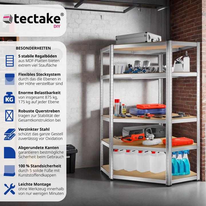 Actual product image tectake Garage shelving unit corner shelf, heavy-duty Manfred