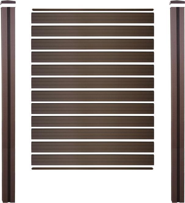 Produktbild Swisshandel24 WPC-Sichtschutz Sarthe, Windschutz Zaun, WPC-Pfosten zum Einbetonieren Basiselement, 195cm braun (182 cm)