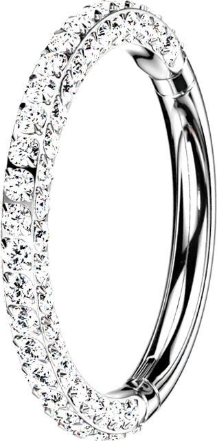 Actual product image Star Piercing Micro segment ring hinged silver front and side crystals silver (without brass, Titanium G23)
