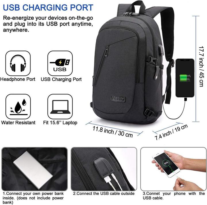 Image du produit Wenig Sacoche antivol pour ordinateur portable (15,6 pouces, noir)