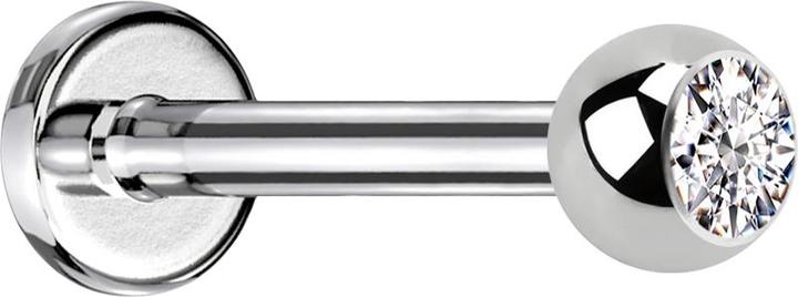 Star Piercing Labret silber mit Kugel Kristall silber (Chirurgenstahl 316L, ohne Messing)