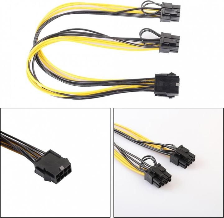 Actual product image PowerGuard PCI-E 8-pin to 2x 8-pin Dual Power Splitter GPU Cable 30cm