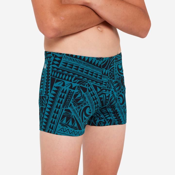 Image du produit Nabaiji Maillot boxer de bain natation Garçon - 500 Fitib fatu vert (134)